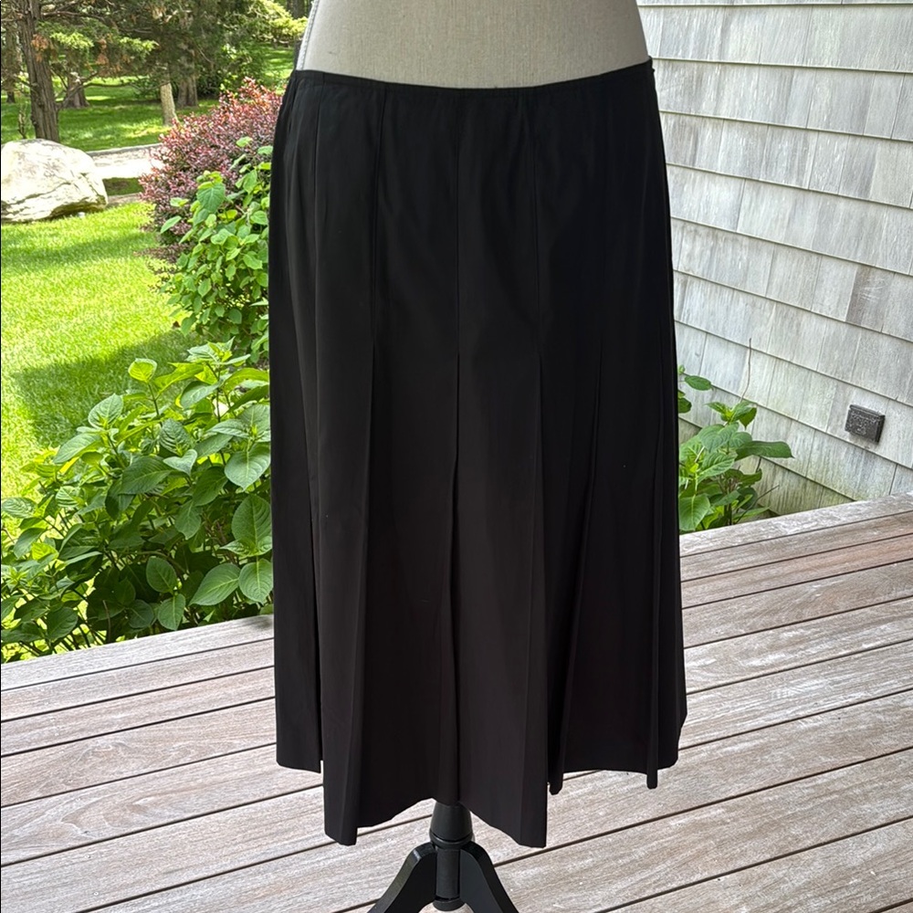 Banana Republic Black Midi Pleated A-Line Skirt